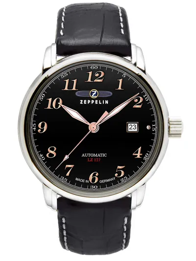 Elegante Zeppelin Automatik Herrenuhr Leder
